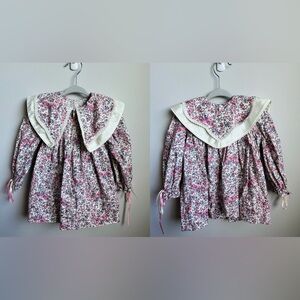 Vintage Handmade Floral Baby Dress with Collar